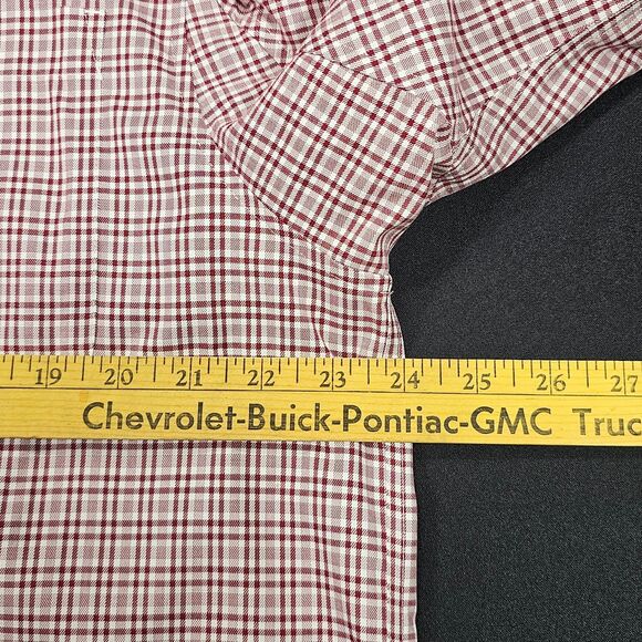 Duluth Trading Co Plaid Button Down Shirt L Red White Cotton Short Sleeve - Picture 4 of 6